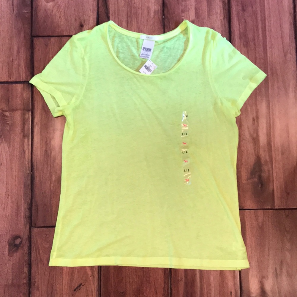 Victoria's Secret PINK fluorescent green/yellow T